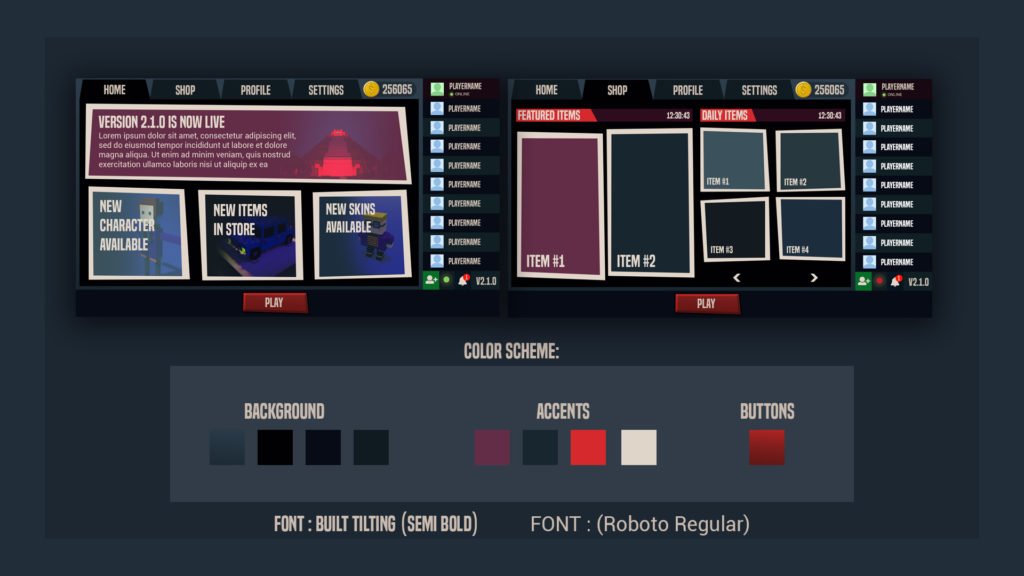 PC Game UI Design Color Scheme