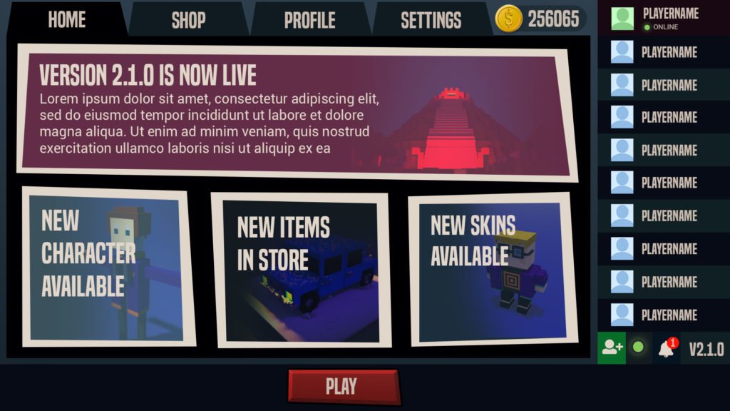 Battle Royale Game UI Pack Home Screen