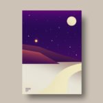 Gold Toned Minimal Illustrated Mountain Poster