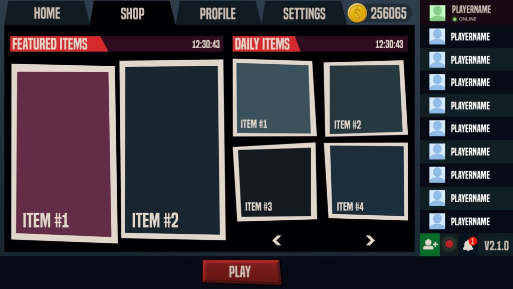 Battle Royale FPS Store UI Design