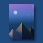 Illustrated Mountains At Night Poster